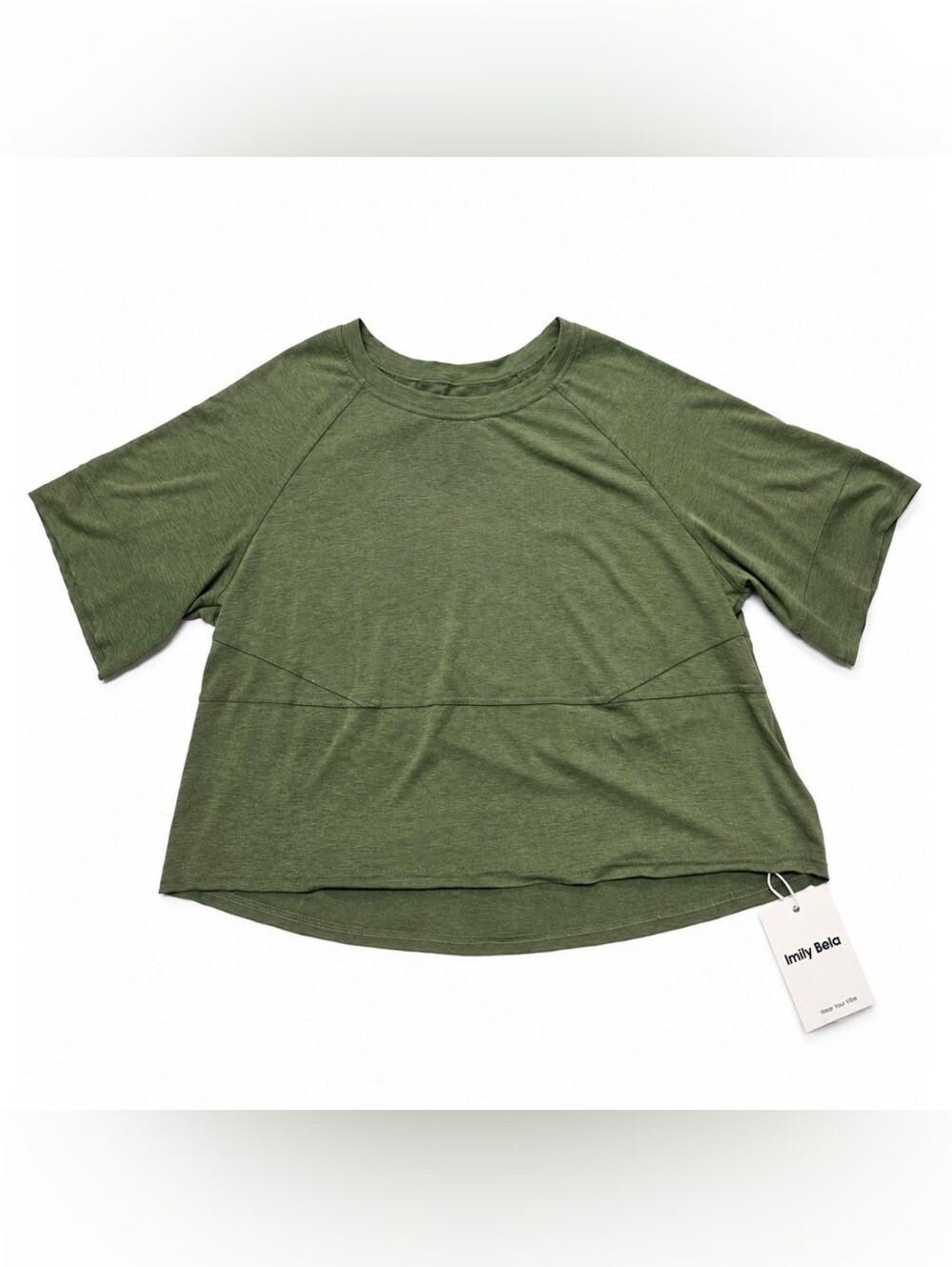 Imily Bela Olive Green Oversized Raglan Short Sleeve Top XXL NWT